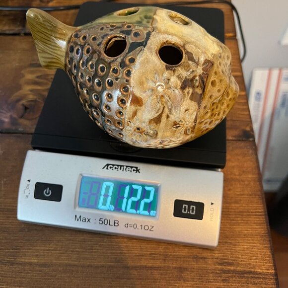 PIER 1 Blowfish Puffer Fish Bathroom Decor Toothbrush Holder Brown Green - Picture 8 of 8